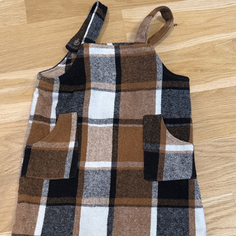 SHEIN Brown Plaid Kids Casual Dress